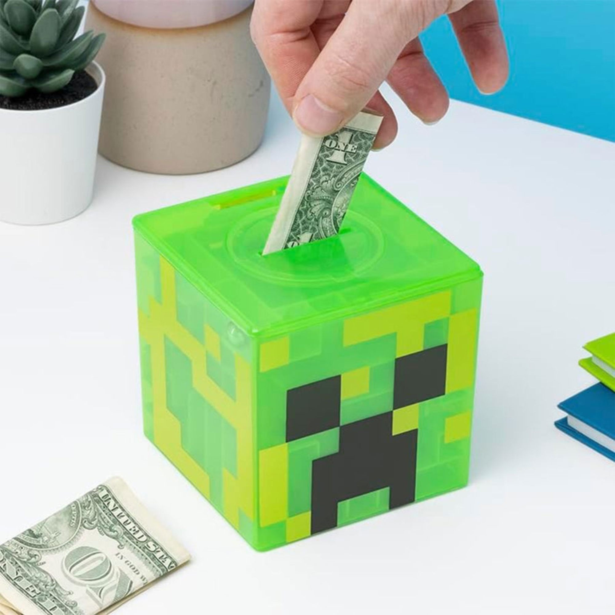 Minecraft Creeper Maze Safe Alcancía Interactiva con Laberinto y Stickers