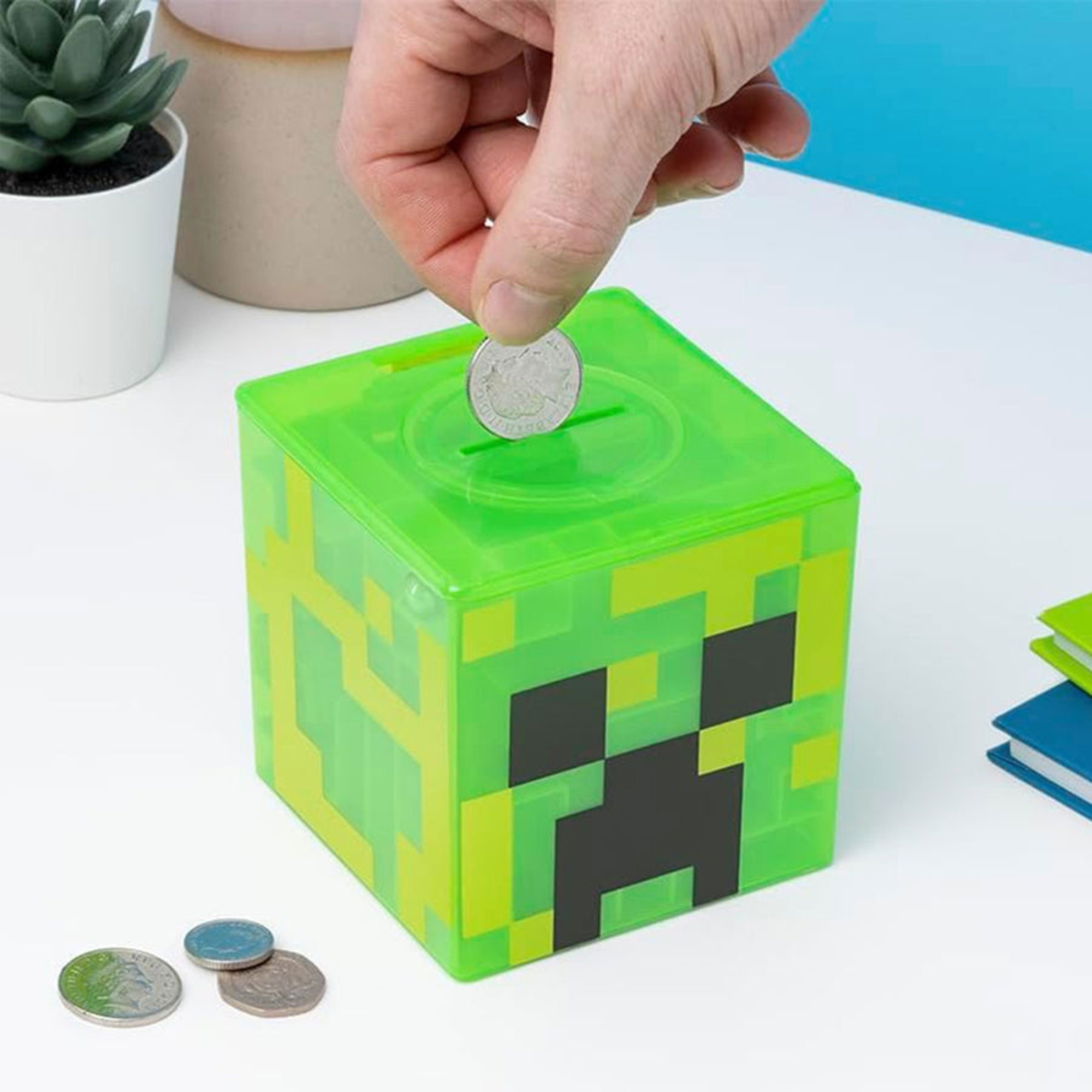 Minecraft Creeper Maze Safe Alcancía Interactiva con Laberinto y Stickers