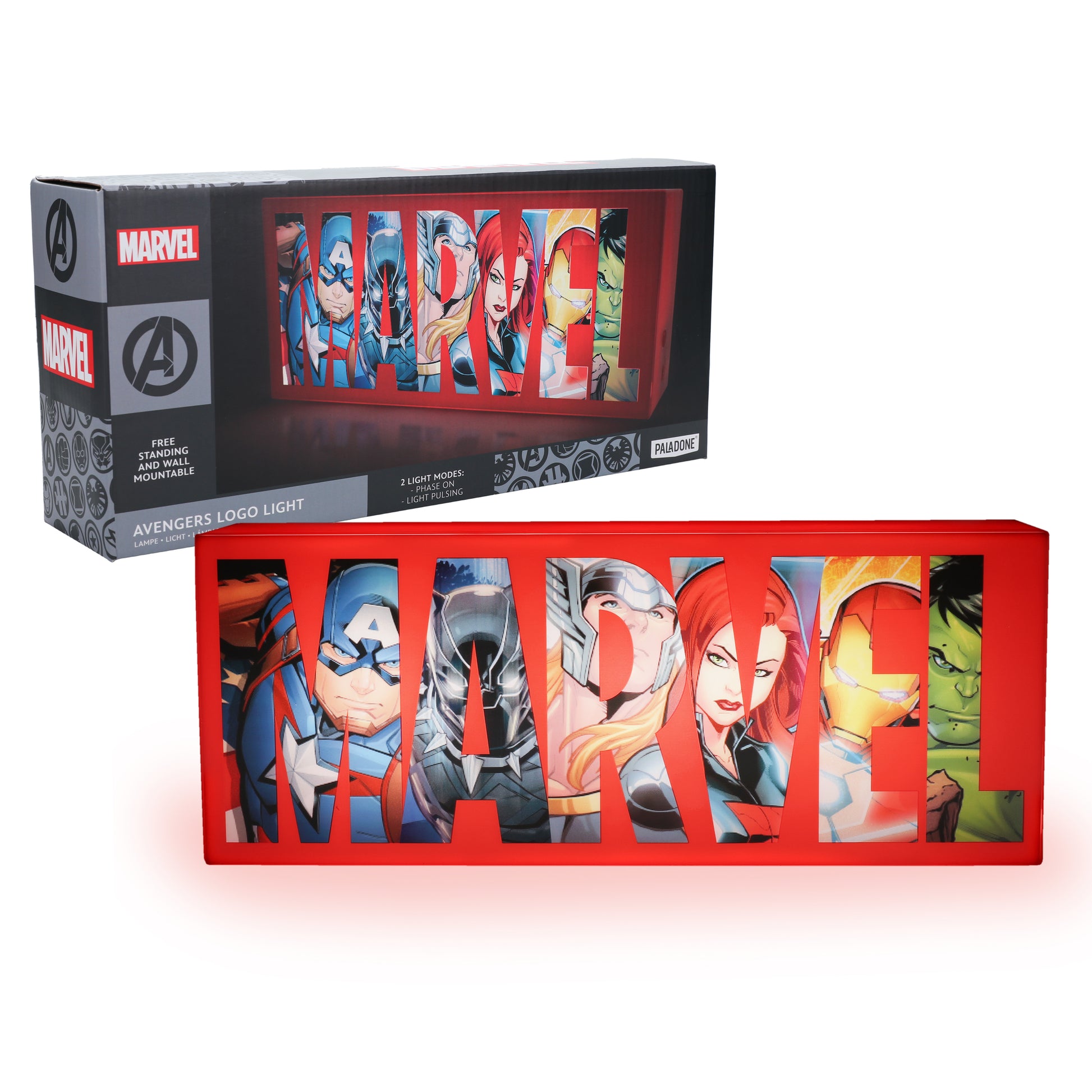 Lámpara Logo Marvel con Personajes Luz de Noche Original - Fan Army