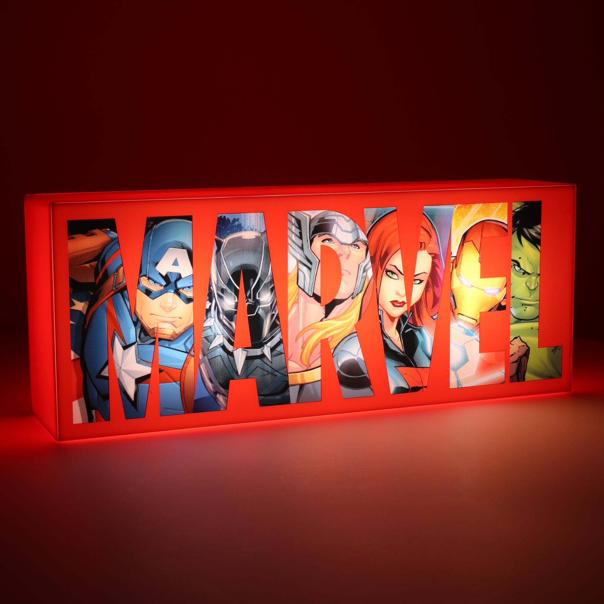 Lámpara Logo Marvel con Personajes Luz de Noche Original - Fan Army