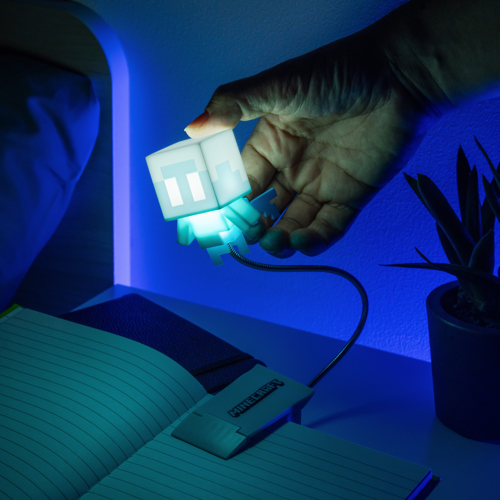Lámpara Clip Minecraft Allay LED Flexible 3 Modos de Luz, Luz para Lectura con Pilas - Fan Army
