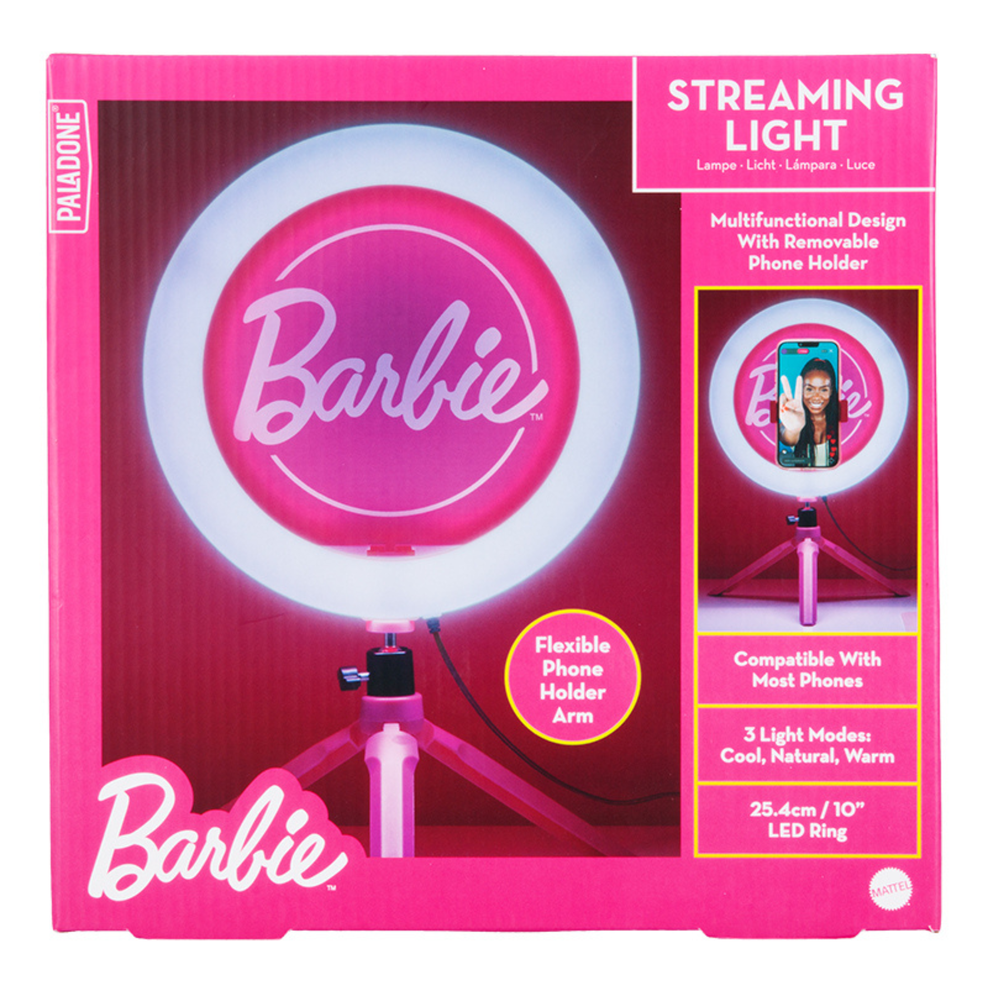 Aro de luz Barbie LED con Tripié y Soporte para Celular | Luz para Streaming USB