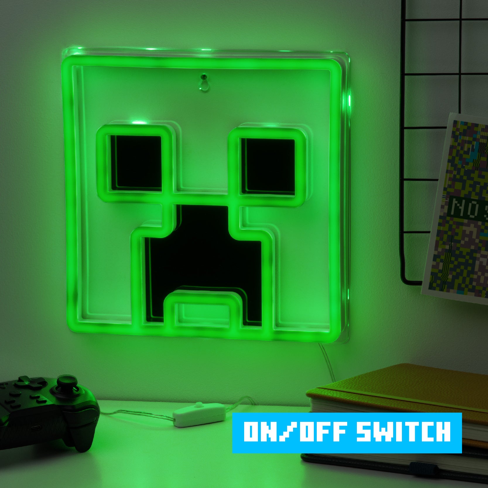 Lámpara para Pared Neón Creeper Minecraft Luz de Noche Original - Fan Army