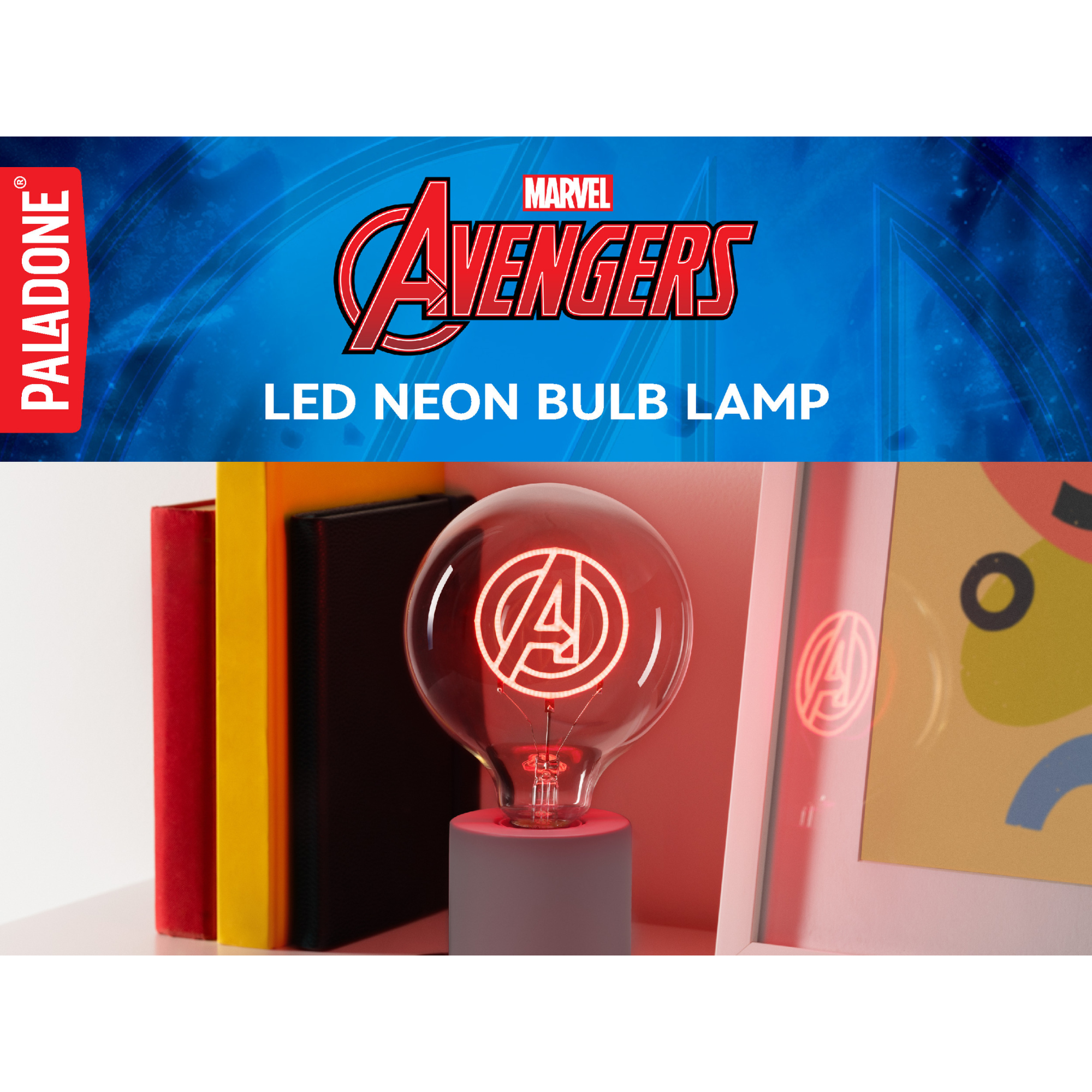 Lámpara LED Neon Avengers Marvel Foco Decorativo con Base Cerámica