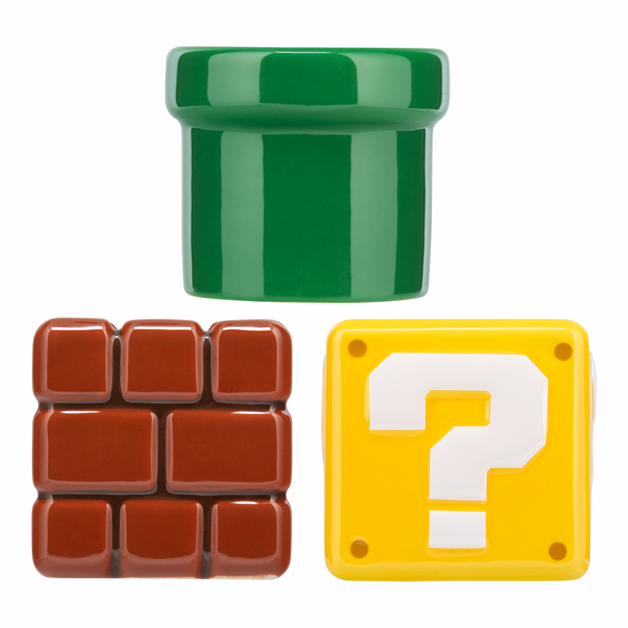 Set de 3 Bowls Super Mario Oficial Nintendo, Diseños de Bloque “?”, Ladrillo y Tubería Warp