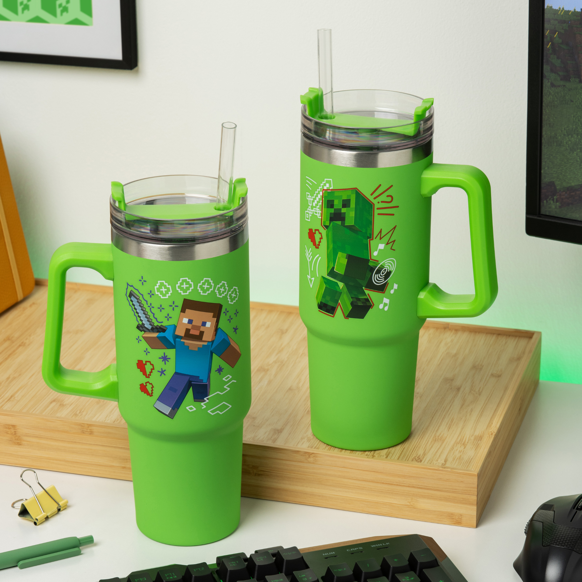 Minecraft Gamer Vaso Térmico con Asa y Tapa Multifunción 900 ml