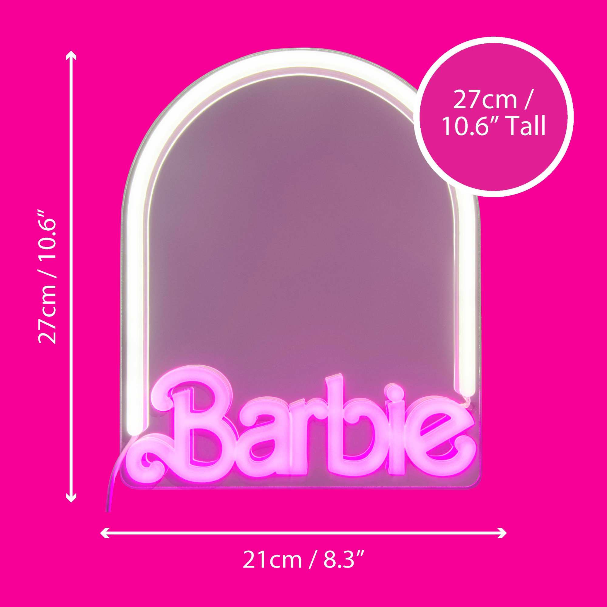 Espejo Barbie con Luz Neon LED Decoración Rosa USB
