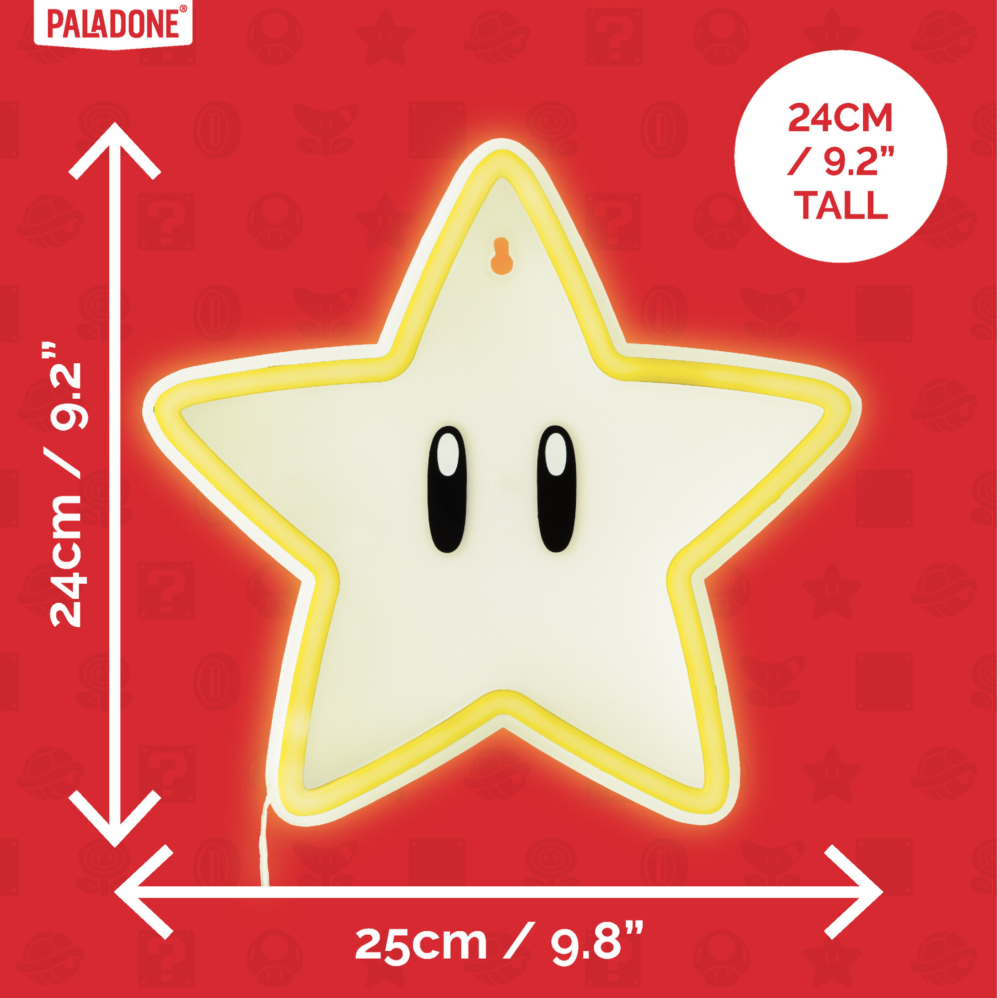 Lámpara Neon Super Mario Star LED 24 cm | Luz Amarilla | Decoración Gamer USB