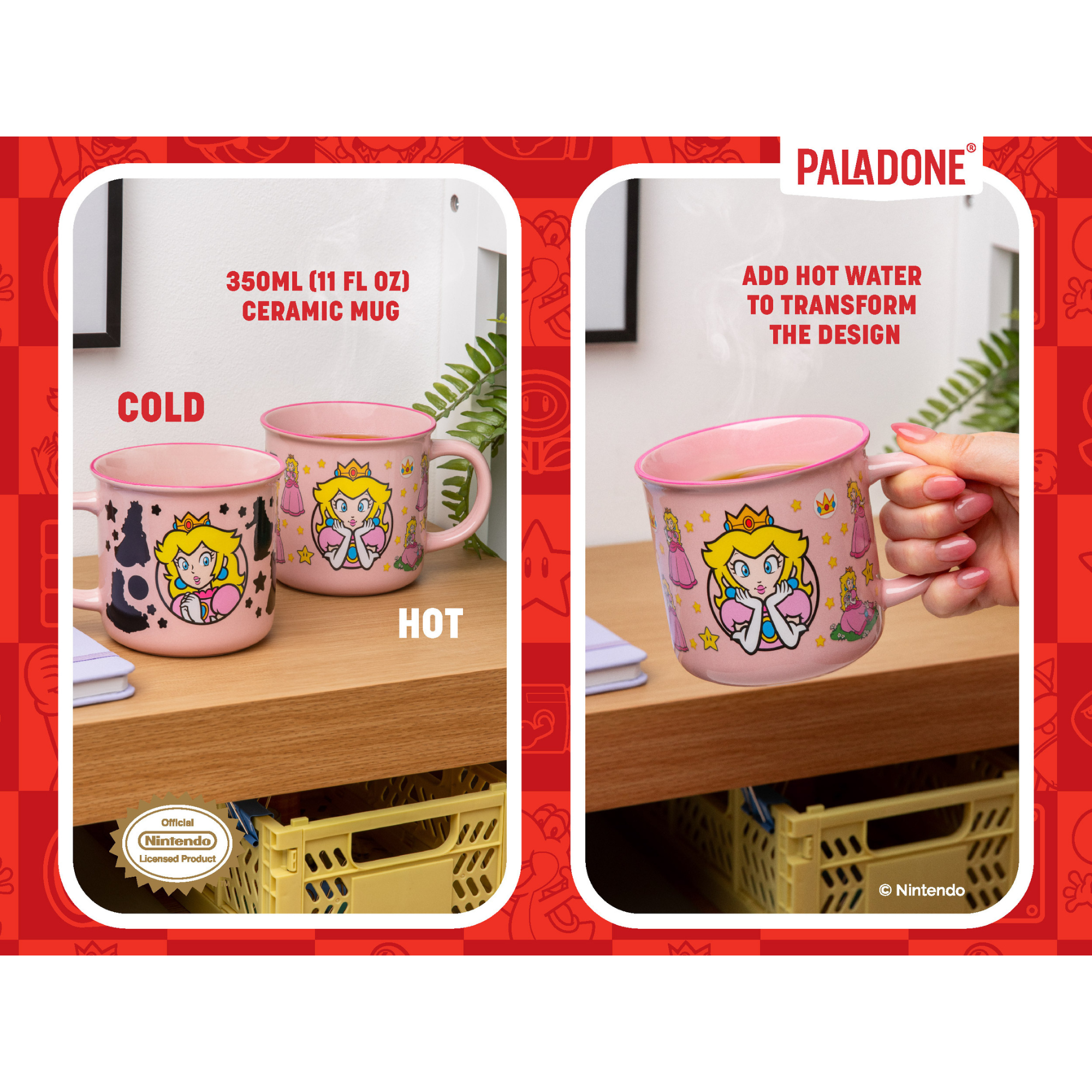 Taza Princess Peach Mágica 350 ml Heat Change Mug Super Mario Oficial