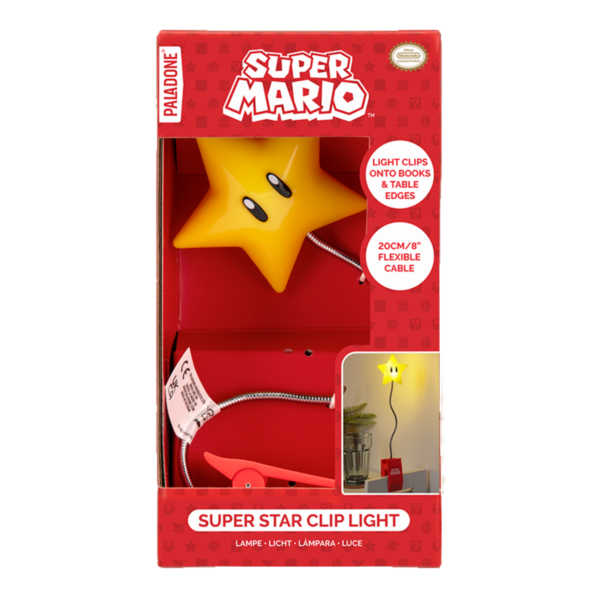 Lámpara Clip Super Mario Star LED Luz para Lectura Flexible
