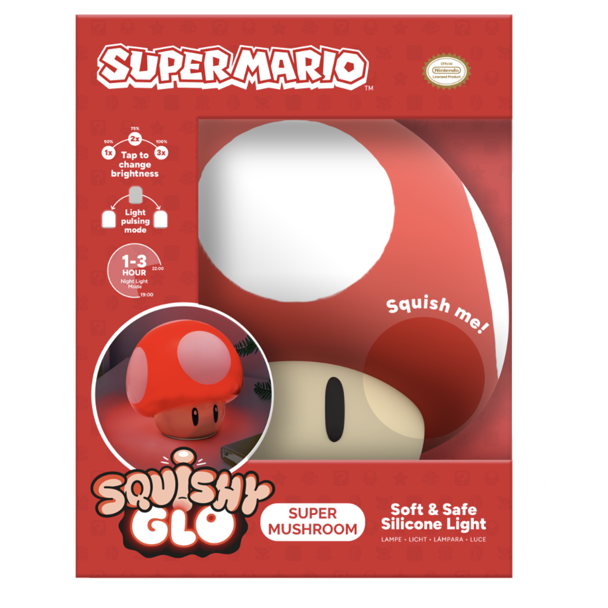 Lámpara Super Mario Super Mushroom 14.5 cm SquishyGlo - Fan Army
