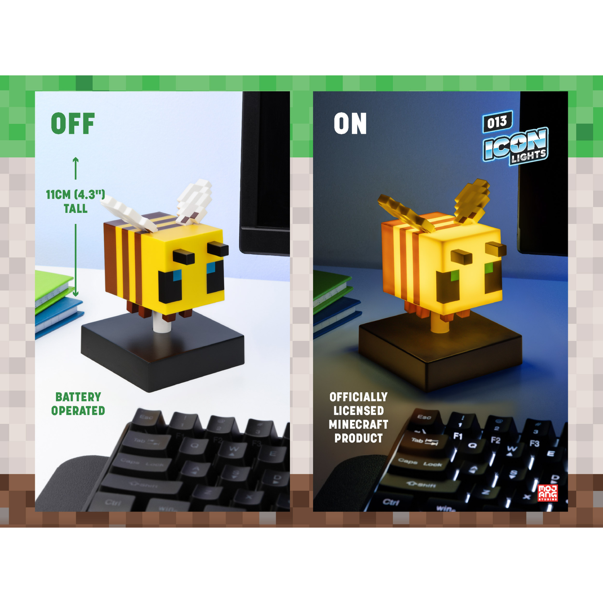 Lámpara Minecraft Icon Bee LED Luz Nocturna Abeja Coleccionable Oficial