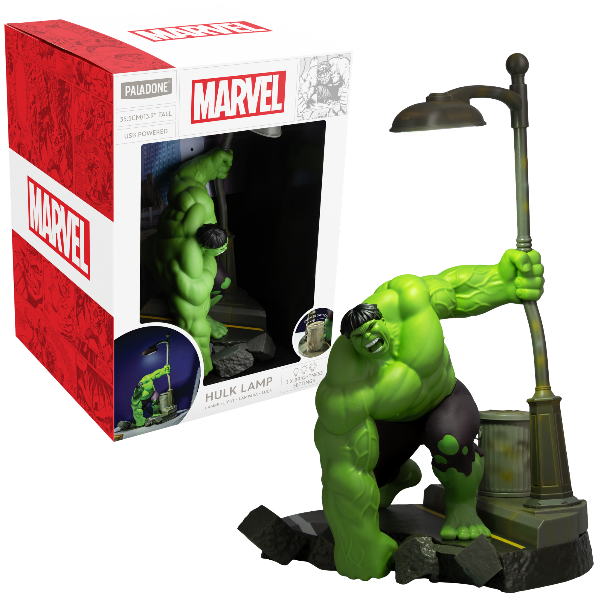Lámpara Diorama Hulk Marvel LED Luz USB con 3 Niveles de Brillo