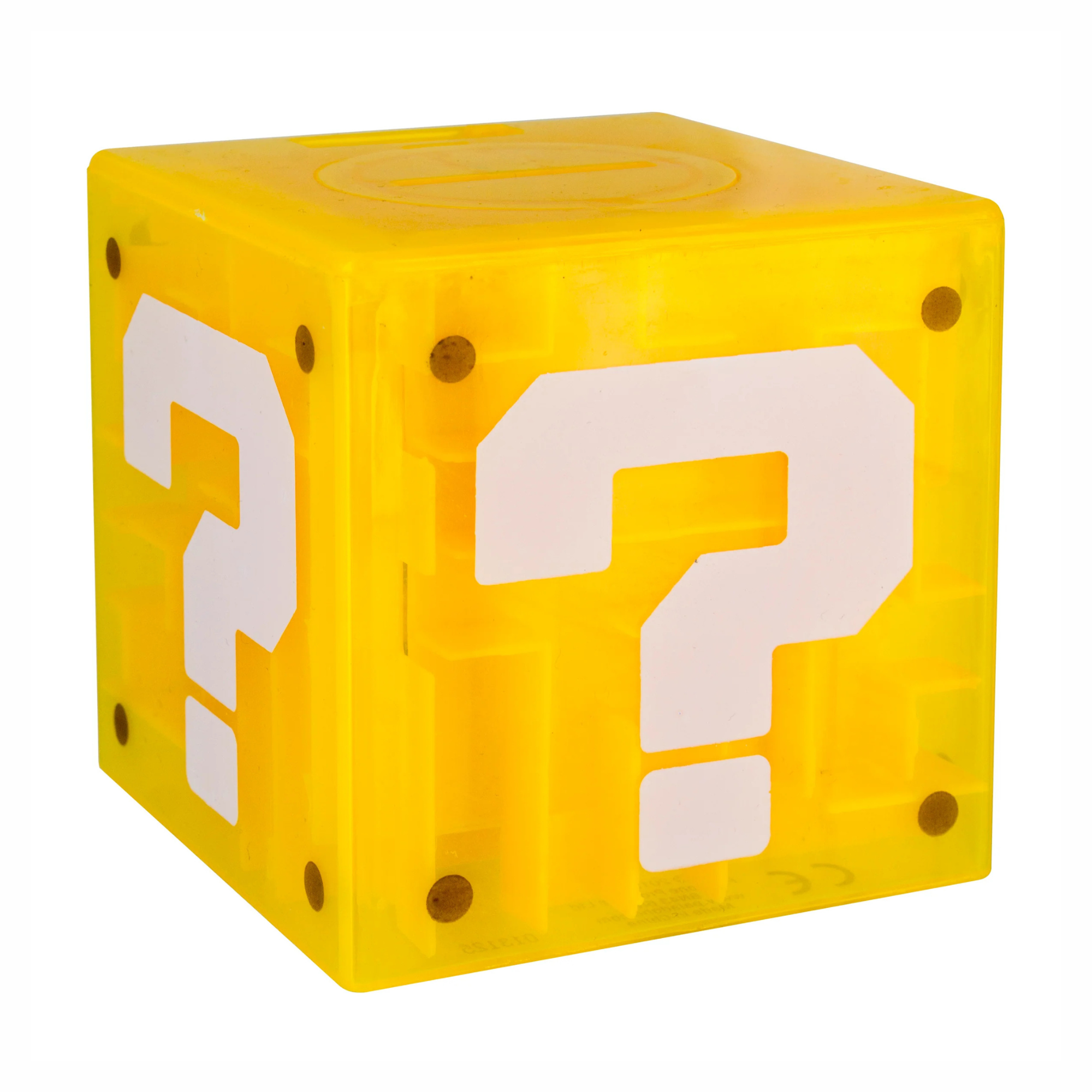 Super Mario Question Block Maze Safe Alcancía con Laberinto y Figura de Mario Oficial Nintendo
