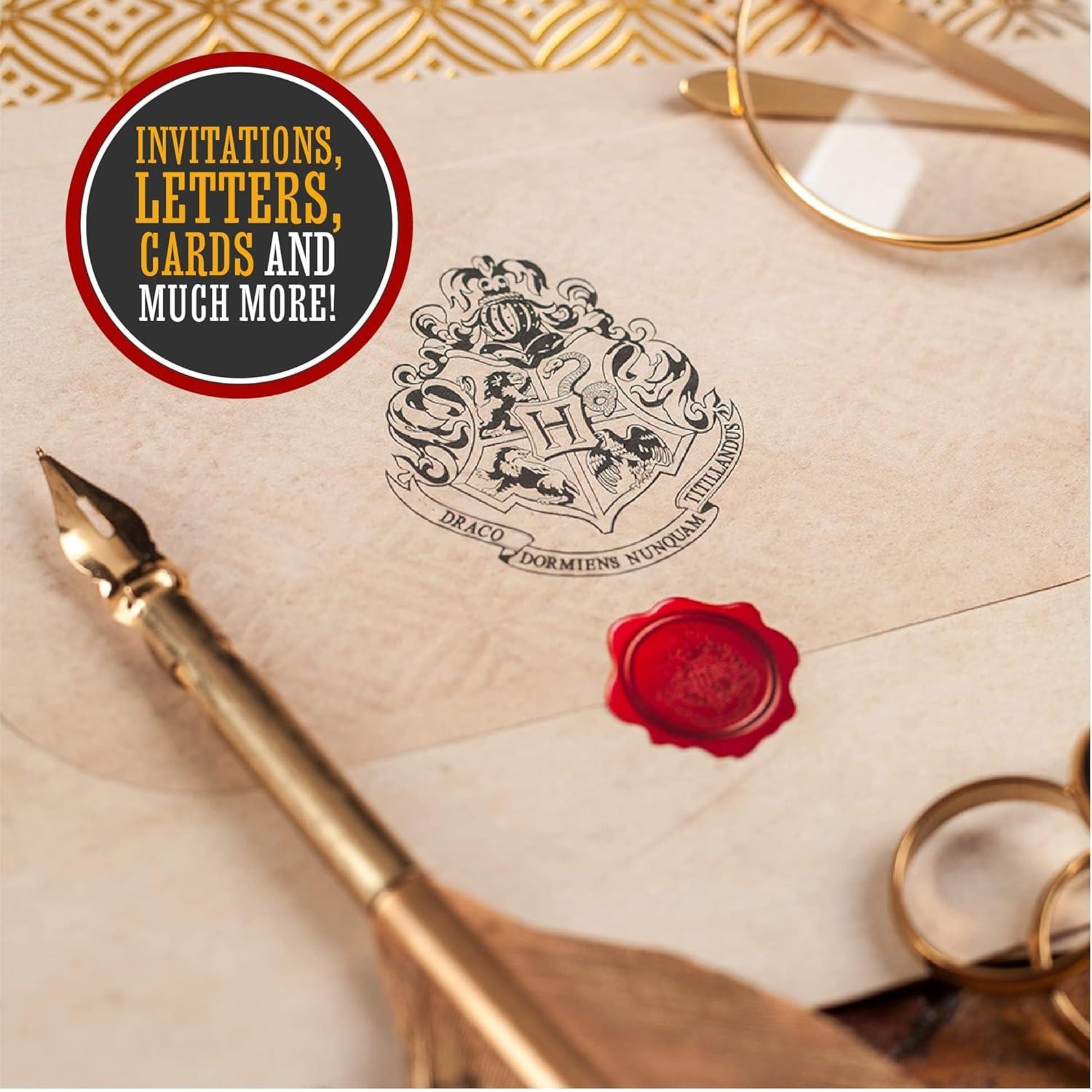 Set de Escritura Harry Potter Hogwarts Hojas, Sobres y Sellos Estilo Cera Oficial