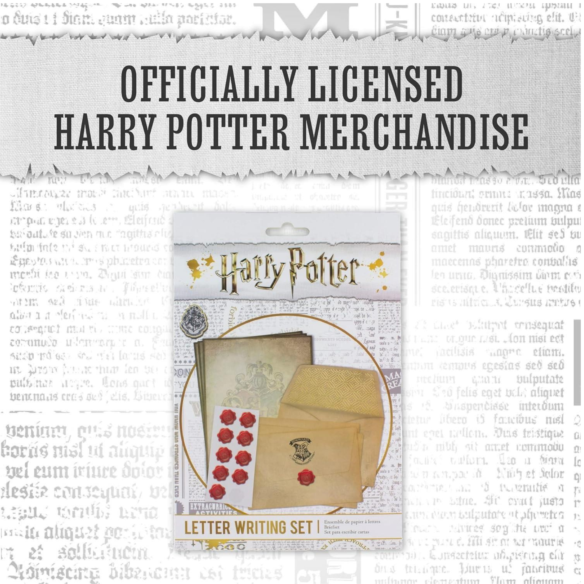 Set de Escritura Harry Potter Hogwarts Hojas, Sobres y Sellos Estilo Cera Oficial