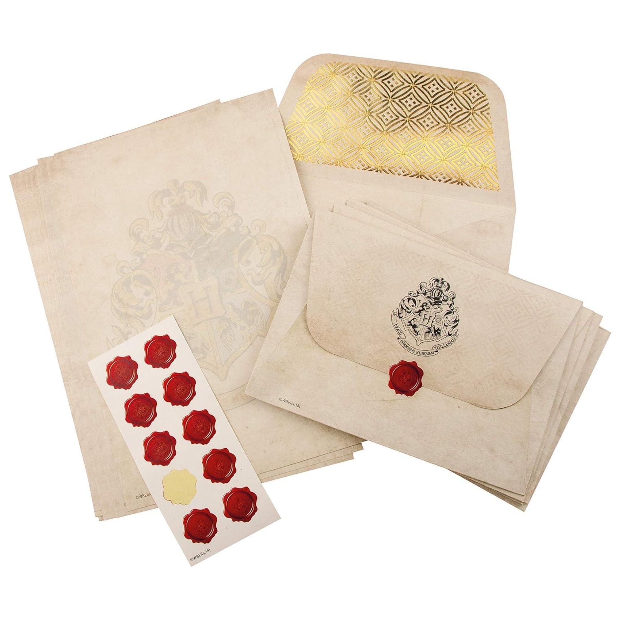 Set de Escritura Harry Potter Hogwarts Hojas, Sobres y Sellos Estilo Cera Oficial