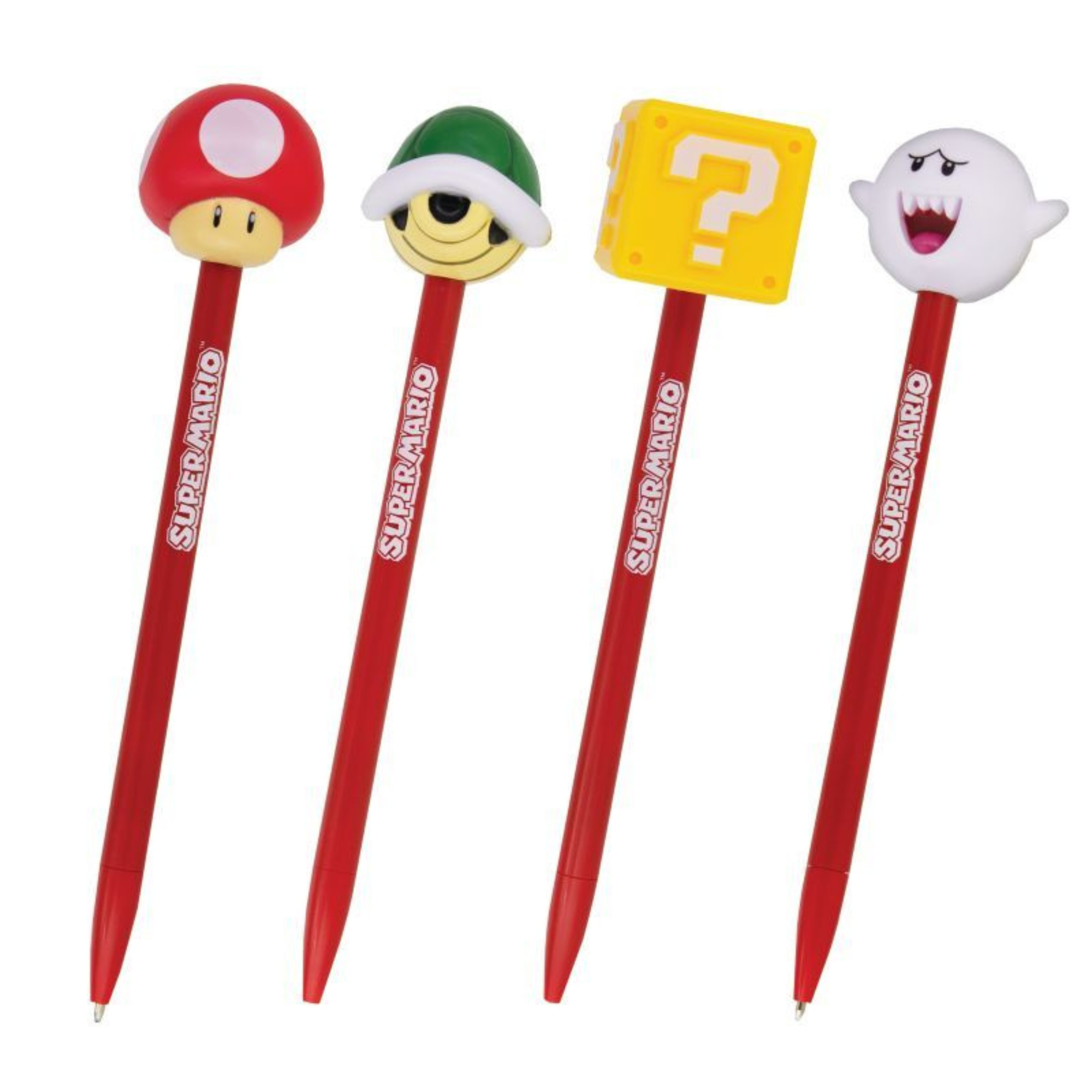 Super Mario Pen Toppers con Pluma 4 Diseños Coleccionables Oficial Nintendo