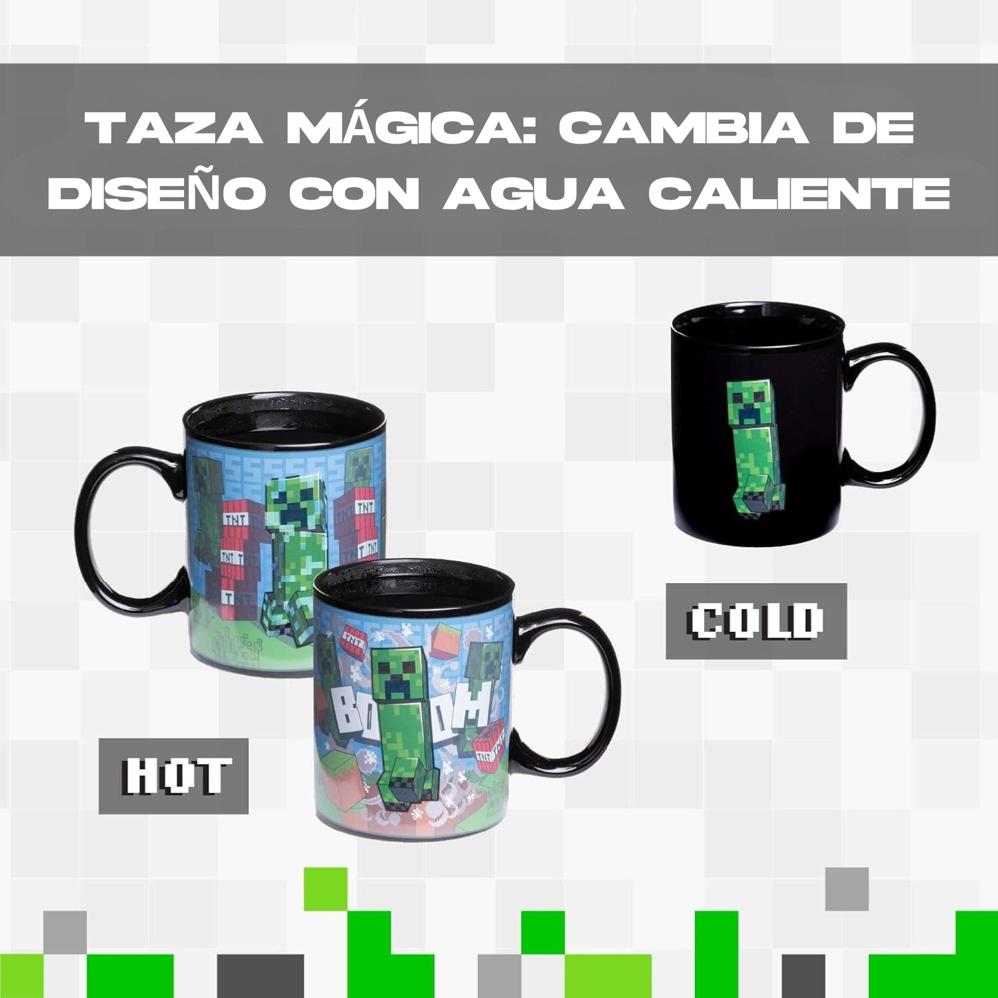 Taza Mágica Creeper de Minecraft Activación por Calor Original - Fan Army