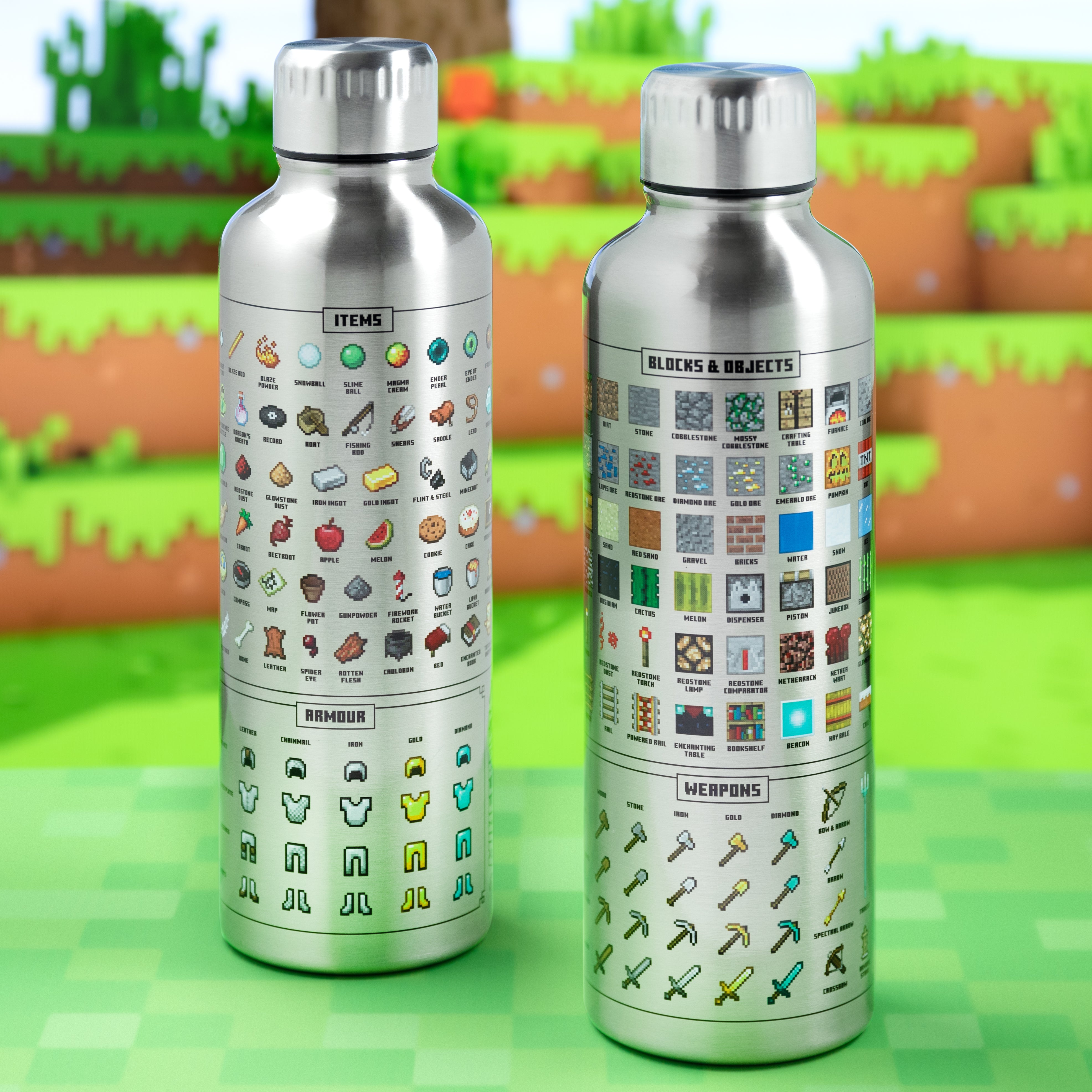 Botella de Acero Inoxidable Elementos de Minecraft Termo Original - Fan Army