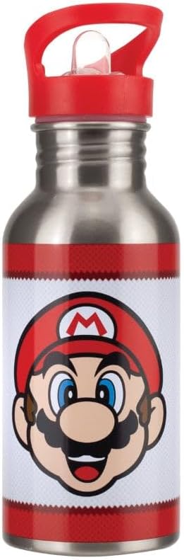 Botella de Acero Inoxidable con Popote de Super Mario Termo Original - Fan Army
