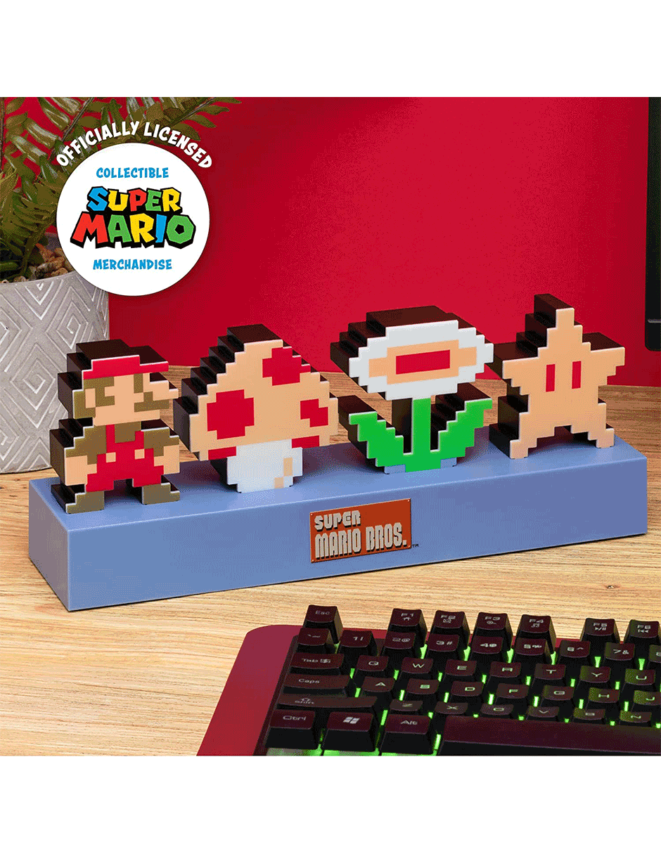 Lámpara Super Mario Pixeles Icons Luz de Noche Original - Fan Army