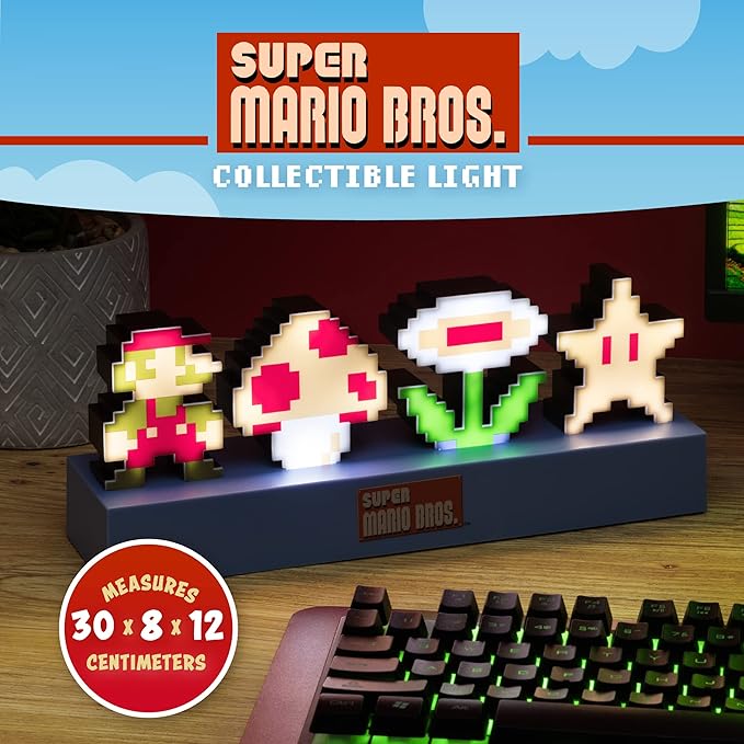 Lámpara Super Mario Pixeles Icons Luz de Noche Original - Fan Army