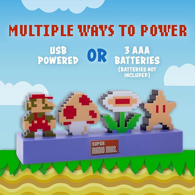 Lámpara Super Mario Pixeles Icons Luz de Noche Original - Fan Army