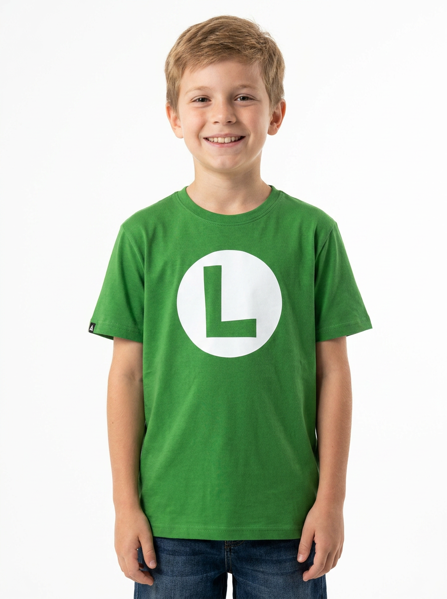 Playera Niño Super Mario niños Verde Torso Luigi Niño - Fan Army