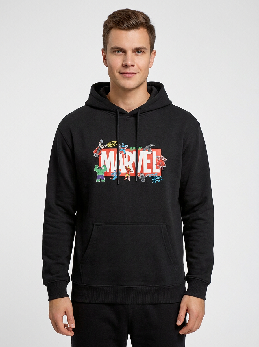 Hoodie MARVEL Hombre Mujer Negro Disney Original Save The World!