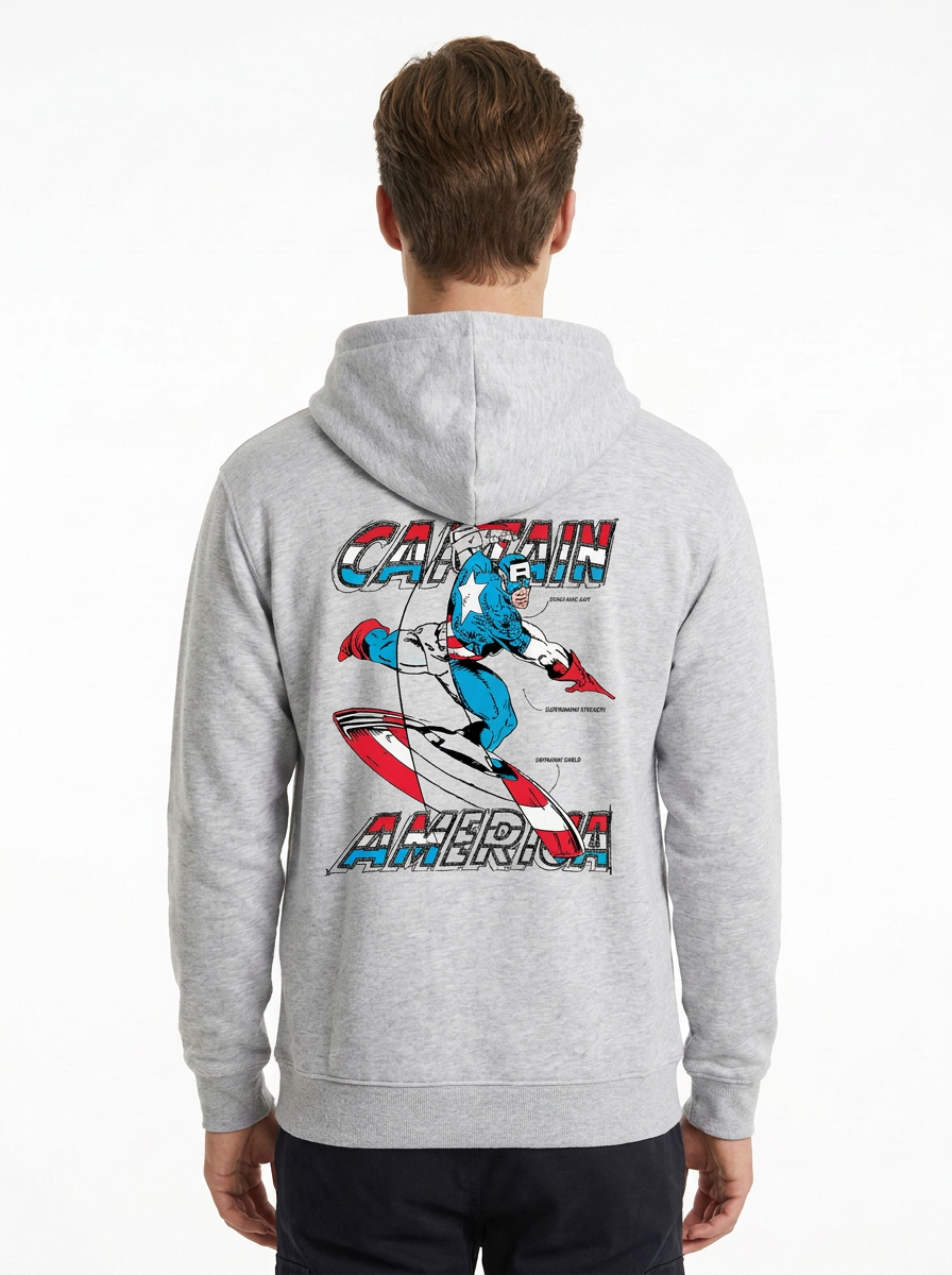 Hoodie MARVEL Hombre Mujer Gris Disney Original Cap Superhuman - Fan Army
