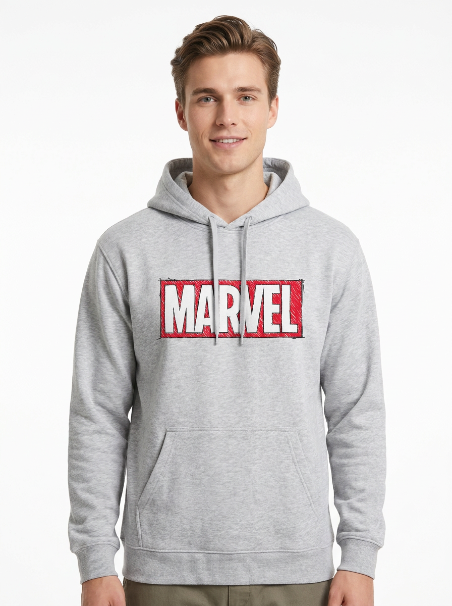 Hoodie MARVEL Hombre Mujer Gris Disney Original Cap Superhuman - Fan Army