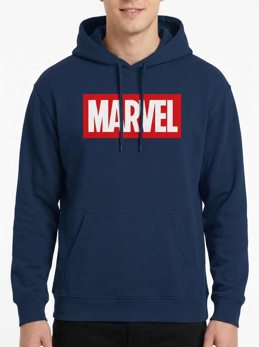 Hoodie MARVEL Hombre Mujer Azul Marino Disney Original Logo Assemble - Fan Army