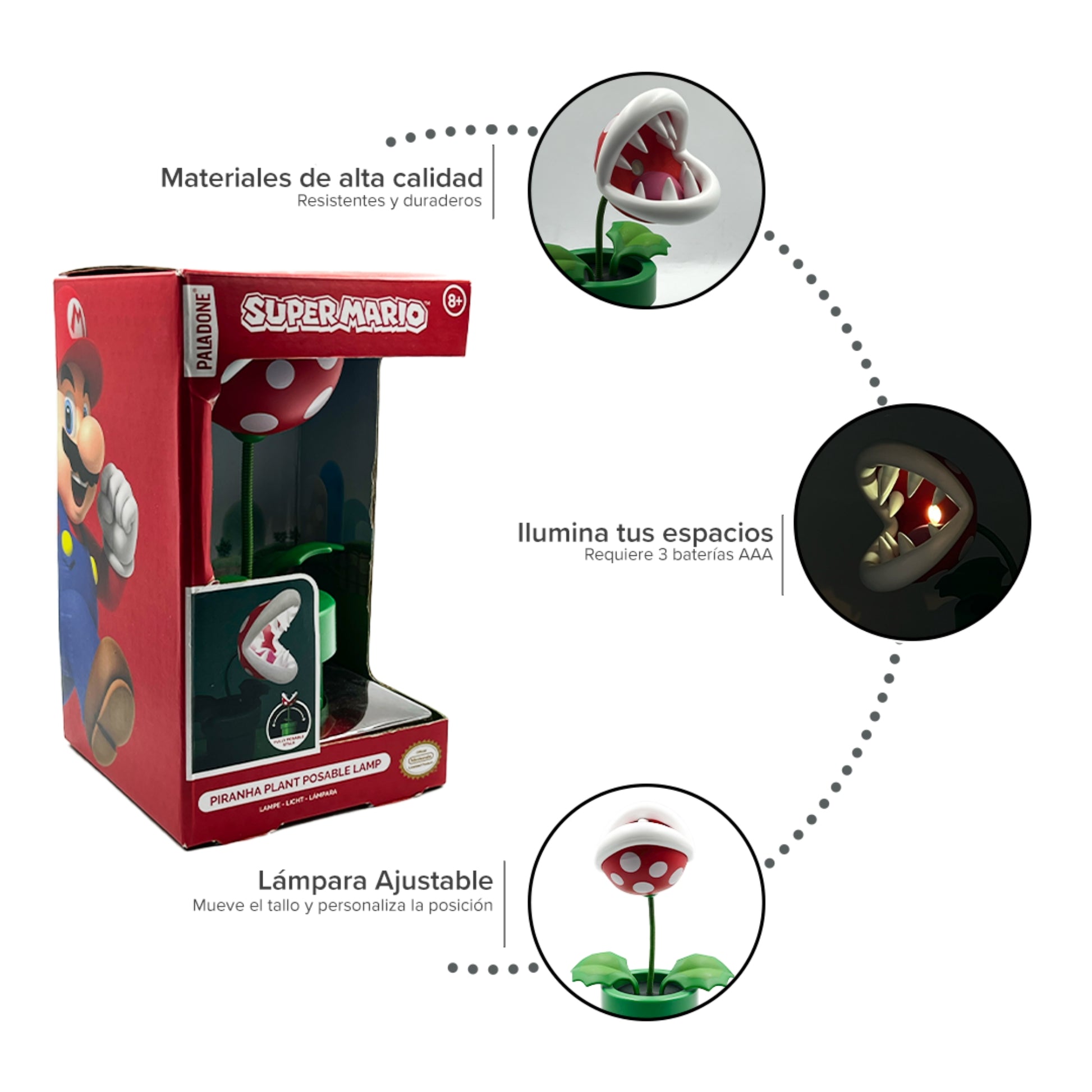 Lámpara Super Mario Mini Planta Piraña Luz de Noche Original - Fan Army