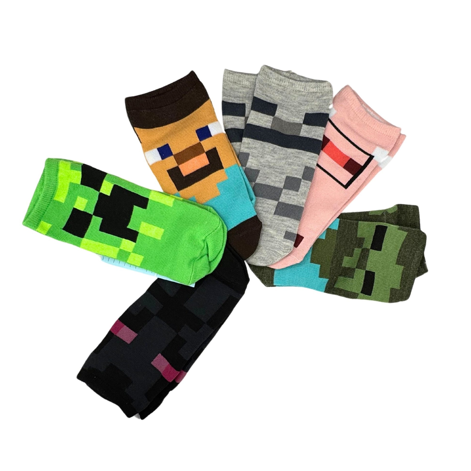 Calcetas Minecraft Personajes 6 Pares Unisex Para Niños - Fan Army