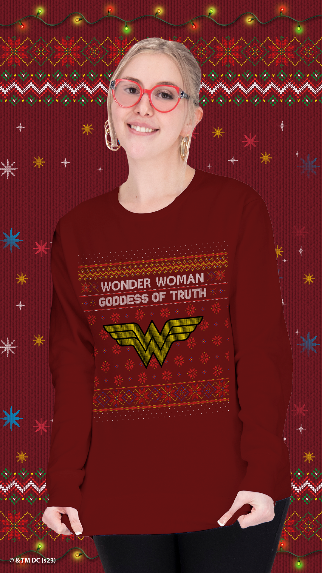 Ugly Sweater para Mujer Wonder Woman – Goddess of Truth  | Diseño Navideño