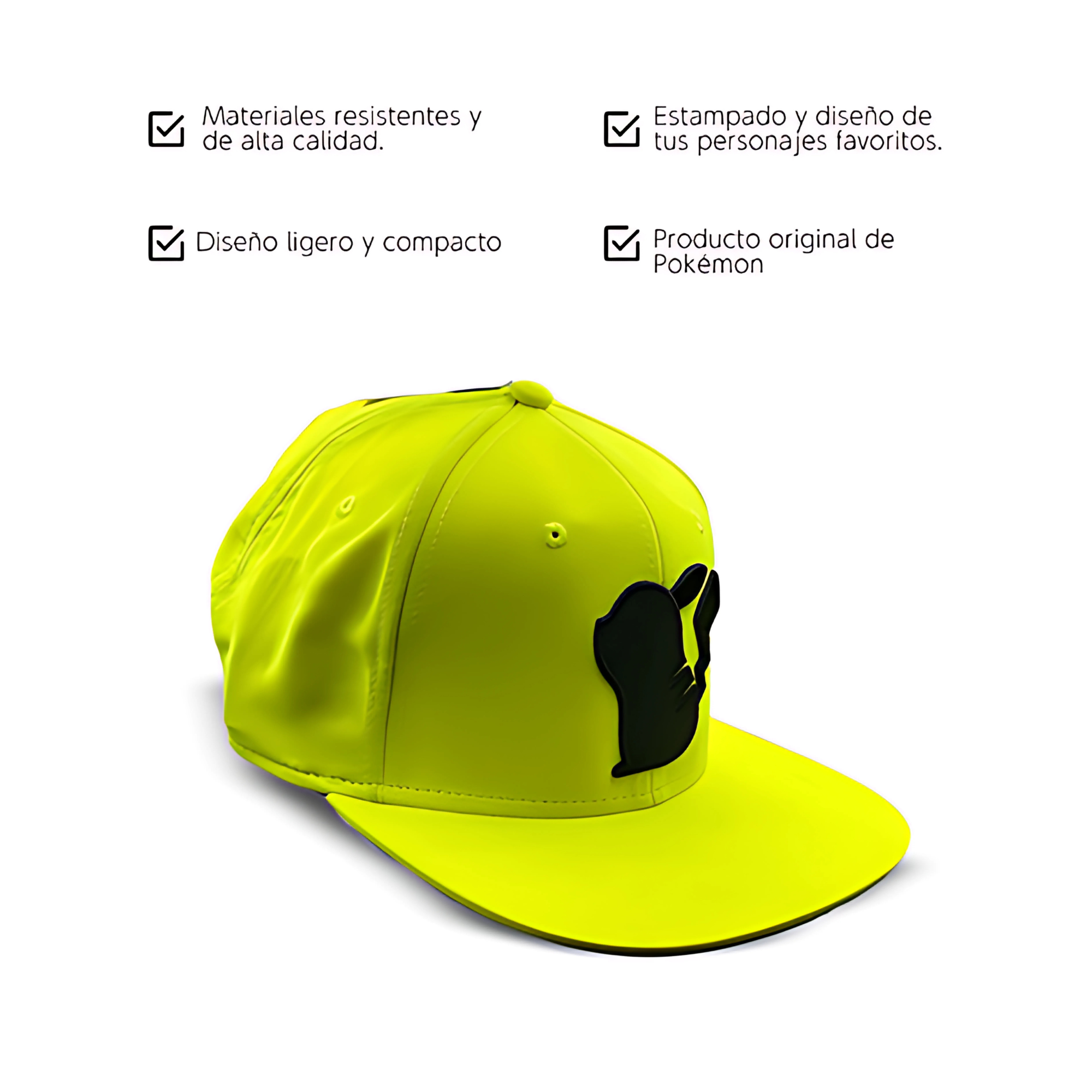 Gorra Plana Pikachu Silueta Pokemon Amarilla Neon Oficial - Fan Army