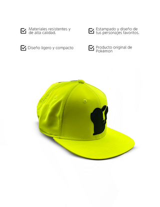 Gorra Plana Pikachu Silueta Pokemon Amarilla Neon Oficial