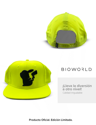 Gorra Plana Pikachu Silueta Pokemon Amarilla Neon Oficial