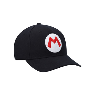 Bioworld Gorra Snapback Negra Super Mario Bros Mario, Logo 'M' Bordado, Unisex, Nintendo Oficial
