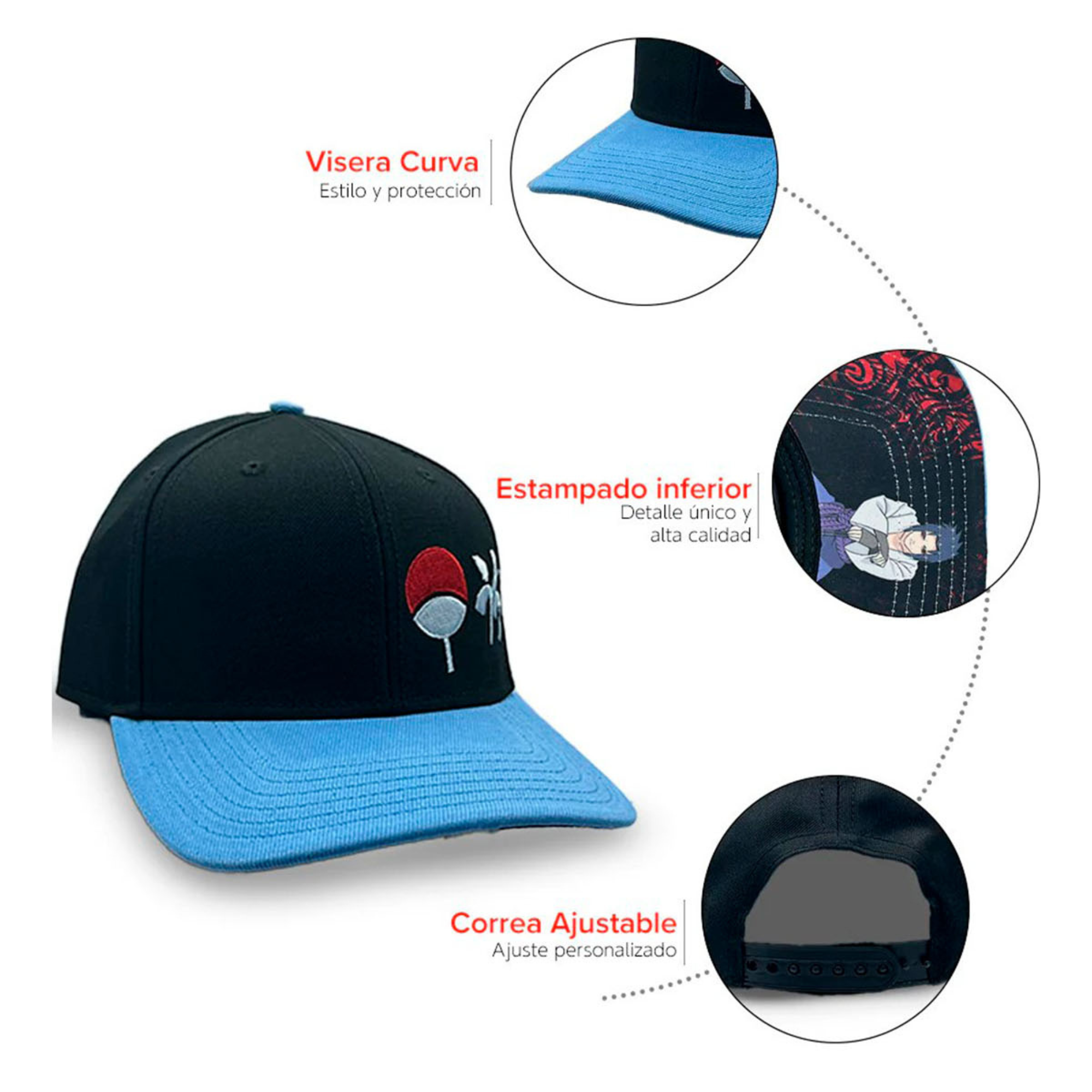 Gorra Curva Naruto Negra Sasuke - Diseño Uchiha para Hombre y Mujer, Estilo Anime - Fan Army