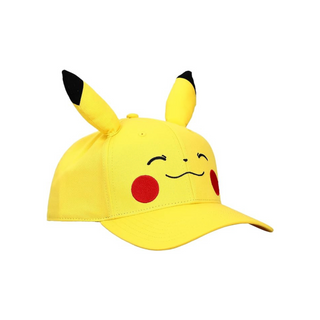 Bioworld Gorra Snapback Pokémon Pikachu con Orejas 3D - Diseño de Cara Sonriente, Producto Oficial, Unisex