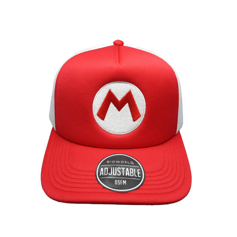 Super Mario | Gorra Mario "M" Ajustable con Visera Curva, Roja y Gris, Producto Oficial de Nintendo - Bioworld