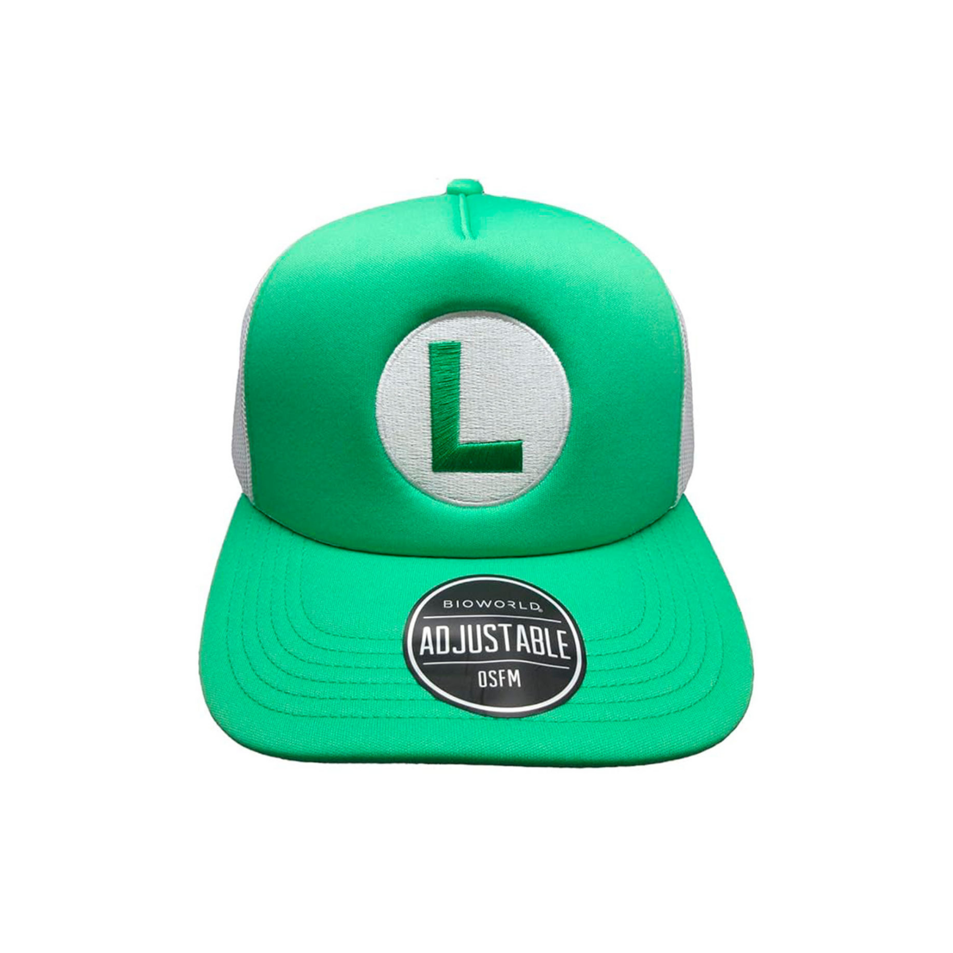 Super Mario | Gorra Luigi "L" Ajustable con Visera Curva, Verde y Gris, Producto Oficial de Nintendo - Bioworld - Fan Army