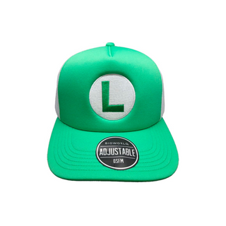Super Mario | Gorra Luigi "L" Ajustable con Visera Curva, Verde y Gris, Producto Oficial de Nintendo - Bioworld