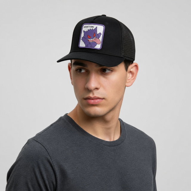Gorra Pokémon Gengar Adulto Negra Tipo Trucker Ajustable