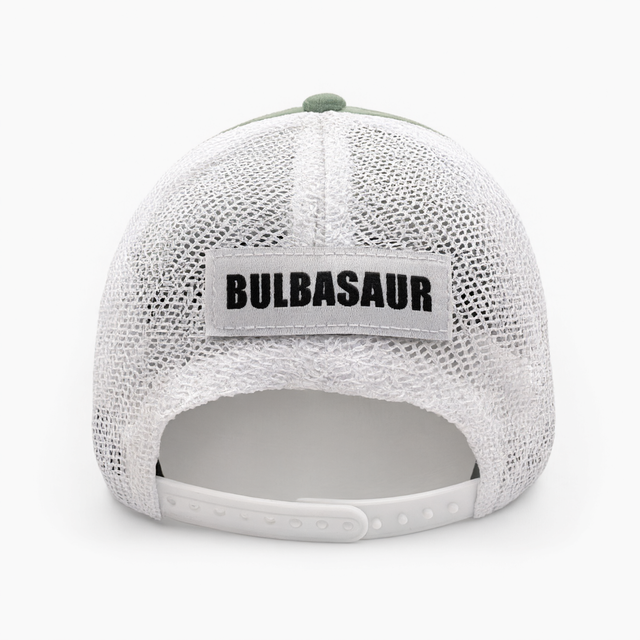 Gorra Pokémon Bulbasaur Adulto Verde y Blanca Tipo Trucker Ajustable