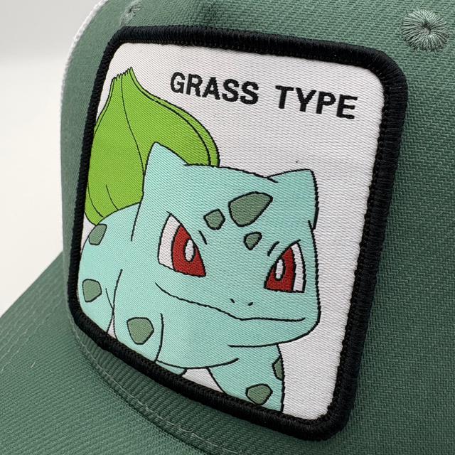 Gorra Pokémon Bulbasaur Adulto Verde y Blanca Tipo Trucker Ajustable