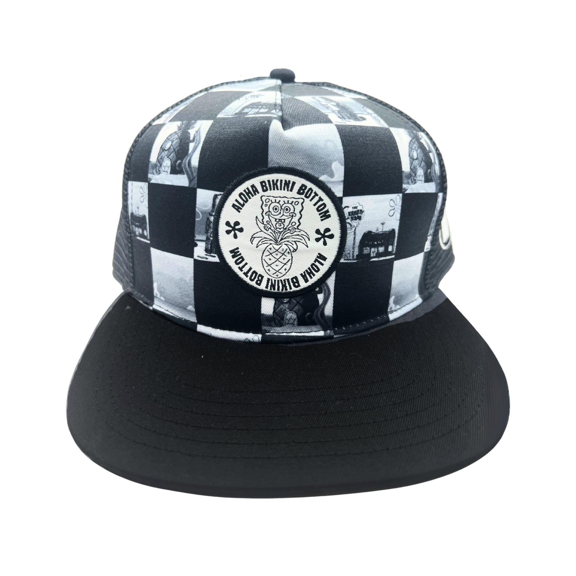 Gorra Bob Esponja Fondo de Bikini Blanco y Negro - Fan Army
