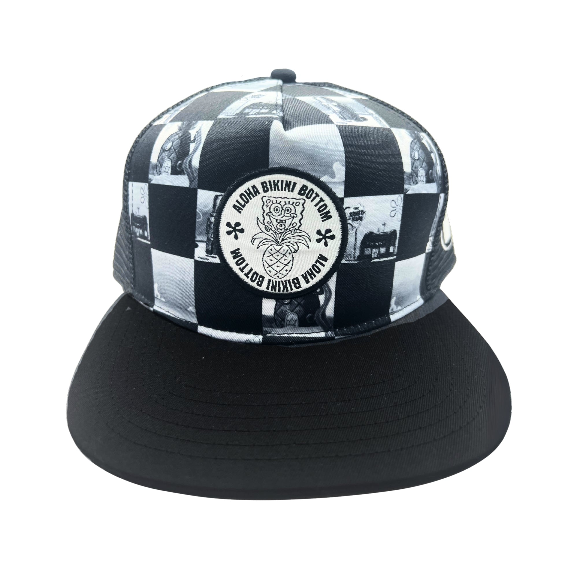 Gorra Bob Esponja Fondo de Bikini Blanco y Negro - Fan Army
